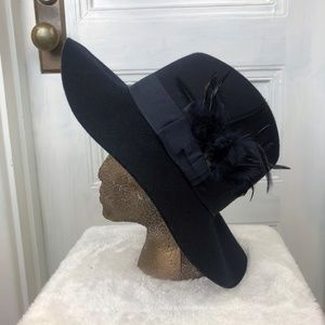 Vintage Blue Elegant Floppy Decorated Derby Hat